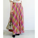 レッド | 【アウトレット】チェックロングスカート | CLOTHY