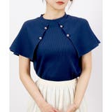 ネイビー | 【2025SS新作】テレコ金ボタンケープスリーブT | CLOTHY