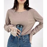 モカ | 【2025AW新作】テレコ長袖レース使いTシャツ | CLOTHY