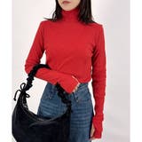 レッド | 【2025AW新作】テレコ長袖サムホール付きタートルネックTシャツ | CLOTHY