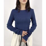 ネイビー | 【2025AW新作】テレコ長袖シャーリングTシャツ | CLOTHY