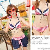 レッド | 水着 3点セット トリコロールカラー | IRADOWL