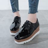 ブラック | 厚底靴 レディース レースアップシューズ | IRADOWL