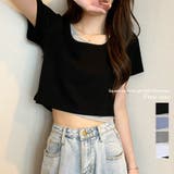 ショート丈トップス スクエアネック 半袖 | IRADOWL | 詳細画像1