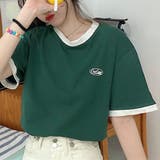 グリーン | バイカラーTシャツ 半袖 カジュアル | IRADOWL