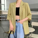 イエロー | オーバーサイズ半袖ジャケット 5分袖 ライトアウター | IRADOWL