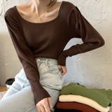 ブラウン | トップス スクエアネック タイト | IRADOWL