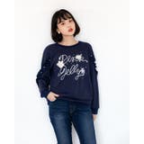 ネイビー | ガーリーデザイン薄手トレーナー 長袖 トップス | Frenchic