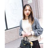 袖ボリューム／チェックドッキングトップス | Frenchic | 詳細画像1 