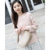 ピンク | 刺繍フラワーニット | Frenchic