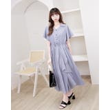 ネイビー | ギンガムチェック柄サイド紐付きフリルワンピース | Frenchic