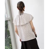 花柄ラッフルバンドカラーブラウス フリル ノースリーブシャツ | Frenchic | 詳細画像15 