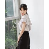 花柄ラッフルバンドカラーブラウス フリル ノースリーブシャツ | Frenchic | 詳細画像3 