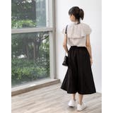 花柄ラッフルバンドカラーブラウス フリル ノースリーブシャツ | Frenchic | 詳細画像9 