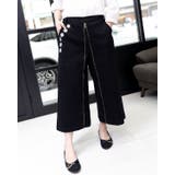 ブラック | 刺繍フロントZIPパンツ | Frenchic