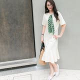 ホワイト / Fサイズ | ドット柄スカーフ×裾フリルワンピース レーディス 半袖 | Frenchic
