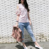 ライトピンク / Fサイズ | 袖レース×オフショルカットソートップス レーディス 半袖 | Frenchic