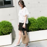 Vネック カットワークレース刺繍ふんわりスリーブトップス 春夏 | Frenchic | 詳細画像9 