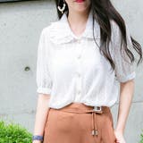 ホワイト / Fサイズ | シフォンレース セーラー襟フロントボタンブラウス レーディス | Frenchic