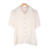 ベージュ / Fサイズ | シフォンレース セーラー襟フロントボタンブラウス レーディス | Frenchic