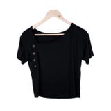 クロ / Fサイズ | ボタンデザイン半袖トップス レーディス トップス | Frenchic