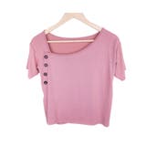 スモークピンク / Fサイズ | ボタンデザイン半袖トップス レーディス トップス | Frenchic