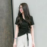 クロ / Fサイズ | Vネッククロストップス タイトシルエット レーディス | Frenchic