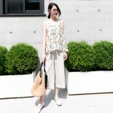 グリーン / Fサイズ | リーフ柄ノースリブラウス ノースリーブ トップス | Frenchic