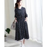 ブラック | ワンピース ドット柄 花柄 春夏秋冬 オールシーズン 女性 | Frenchic