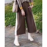 ブラウン | スリムサイドステッチ レースワイドパンツ | Frenchic