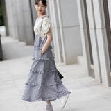 ネービー | ギンガムチェック/リボンストラップティアードワンピース | Frenchic