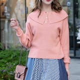 サーモンピンク | フリルカラーニットトップス ビビッドカラー | Frenchic