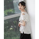 ドットオフショルフレアブラウス | Frenchic | 詳細画像1