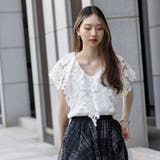 総レースフリルシフォンブラウス | Frenchic | 詳細画像3 