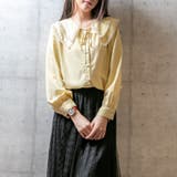 パステルイエロー | 大襟パールボタンブラウス 春夏秋冬 オールシーズン | Frenchic