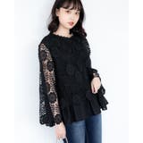 ブラック | フラワーレースブラウス レーディス ブラウス | Frenchic