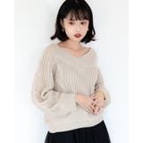 ベージュ | Ｖネックニットトップス レーディス 長袖 | Frenchic