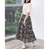 ホワイト | ニットドッキングフラワーシフォンワンピース | Frenchic