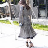 ブラック | Vネック花柄ワンピース | Frenchic