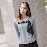 グレー | 胸元リボンのプルオーバー | Frenchic