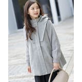 グレー | フード付き編み込みニットコート | Frenchic