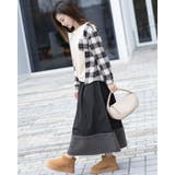 オープンショルダーチェック柄切替えブラウス | Frenchic | 詳細画像10 