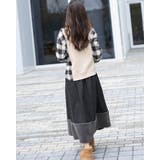 オープンショルダーチェック柄切替えブラウス | Frenchic | 詳細画像11 