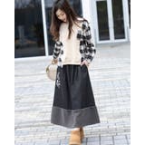 オープンショルダーチェック柄切替えブラウス | Frenchic | 詳細画像13 