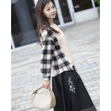 オープンショルダーチェック柄切替えブラウス | Frenchic | 詳細画像17 