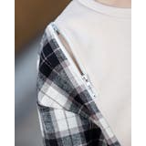 オープンショルダーチェック柄切替えブラウス | Frenchic | 詳細画像19 