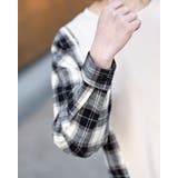 オープンショルダーチェック柄切替えブラウス | Frenchic | 詳細画像20 