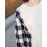 オープンショルダーチェック柄切替えブラウス | Frenchic | 詳細画像21 