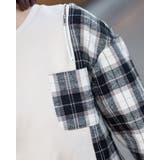 オープンショルダーチェック柄切替えブラウス | Frenchic | 詳細画像23 