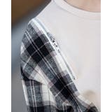 オープンショルダーチェック柄切替えブラウス | Frenchic | 詳細画像25 